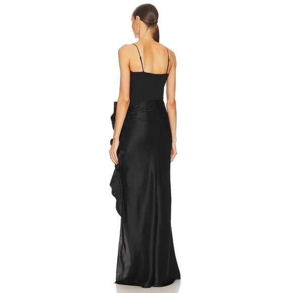 Cinq a Sept Drina Gown in Black 0 New Womens Long Maxi Satin Dress - Picture 3 of 17